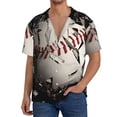 thumbnail image 1 of Lsque Baseball Imprimé Verre Col Cubain Manches Courtes Chemise d'Été Décontractée Boutonnée Mode Vacances Loisirs-3TG, 1 of 5