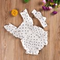 thumbnail image 4 of Franhais Baby Girl's Summer Outfits Romper Backless Ruffle Bodysuit Jumpsuit with Bowknot Headband, 4 of 8
