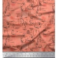thumbnail image 1 of Soimoi Orange Poly Georgette Fabric Abstract & Rabbit Animal Printed Fabric 1 Yard 52 Inch Wide, 1 of 3