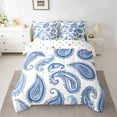 thumbnail image 2 of Manfei Vinatge Paisley 7 Pieces Bedding Comforter Set,Boho bohemian Full Bedding Set,Blue White Fitted Sheet Flat Sheet For Kids,Luxury Bedroom Decor Reversible, 2 of 8