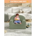 thumbnail image 3 of Kids Extra Wide Chairs for Toddler, 2-in-1 Toddler Soft Sherpa Couch Fold Out, Convertible Sofa to Lounger for Girls and Boys, Green, 3 of 7