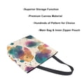 thumbnail image 3 of Open Top Canvas Tote Bag with Zipper Reusable Shopping Bag 13.5x15" Roomy Carryall Teal and Orange Abstract Shapes, 3 of 9