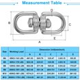 thumbnail image 2 of Uxcell Double Ended Swivel Eye Hook M4 Working Load 65kg/143 lbs 304 Stainless Steel Eye to Eye Swivel Shackle 8Pcs, 2 of 6