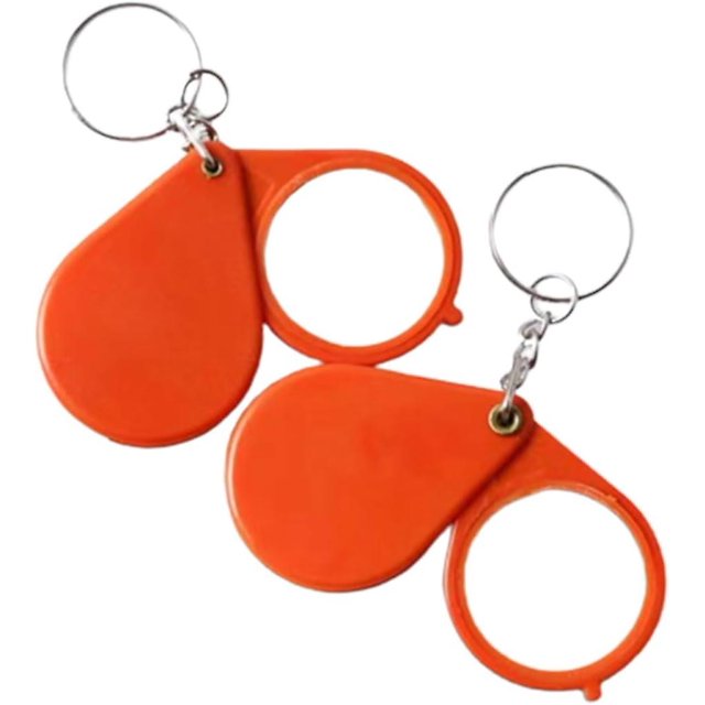 Lupa de bolsillo plegable de vidrio óptico (10X) - Juego de 2 con estuche de cuero giratorio ideal para la oficina, R