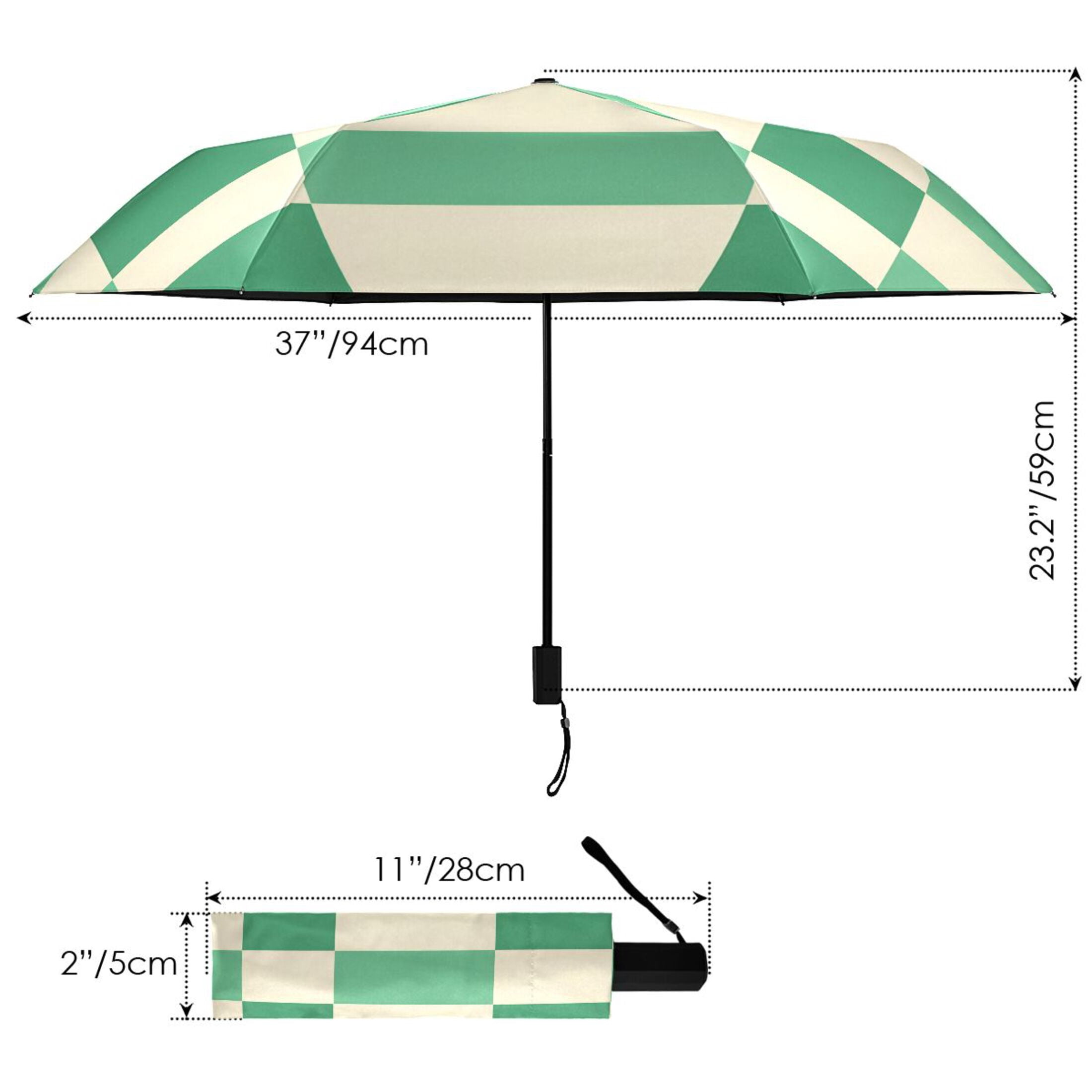 ALAZA Checkered Grid-t3 UPF 50+ Compact Folding Umbrella for Rain Travel Umbrella Packable