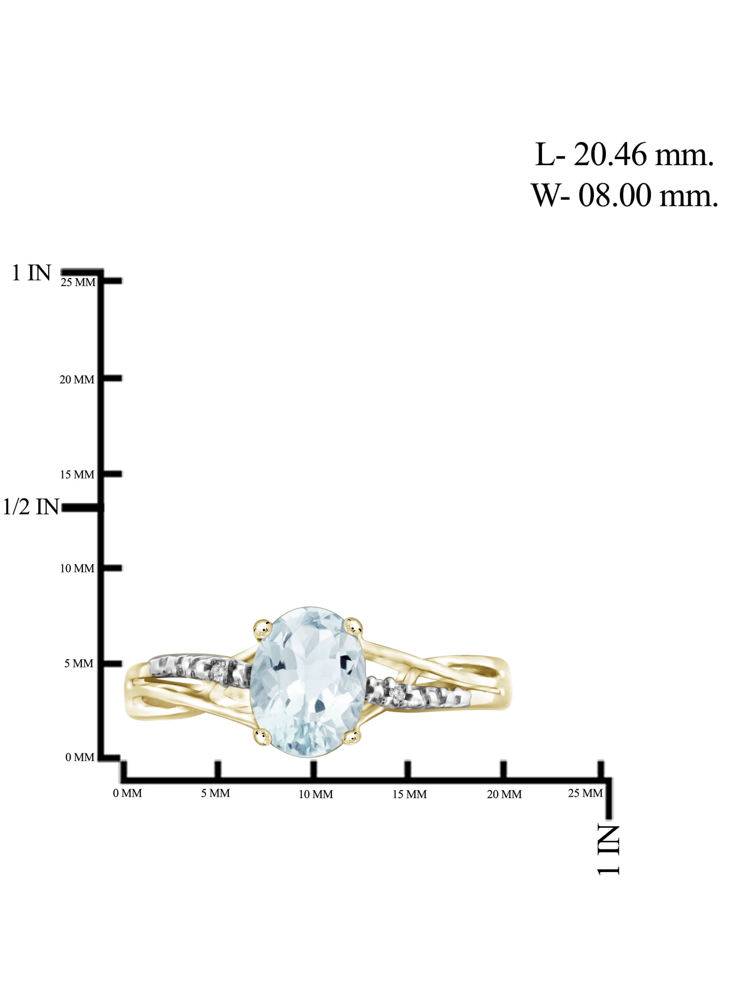 JewelersClub 1 1/7 Carat T.G.W. Aquamarine And White Diamond Accent 14K Gold Over Silver Ring