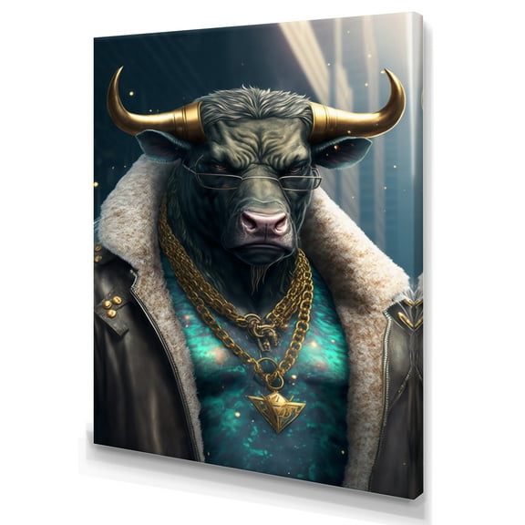 Designart Taurus Gangster In NYC II Canvas Wall Art