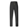 thumbnail image 4 of Yaoyar Mens Pants Solid Buttons Pants High Waist Trouser Casual Loose Fit Athletic Yoga Beach Long Pants(Black,M), 4 of 5
