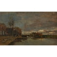 thumbnail image 2 of Tina Blau 18x12 Black Ornate Wood Framed Double Matted Museum Art Print Titled - Canal Near Amsterdam (1875), 2 of 5