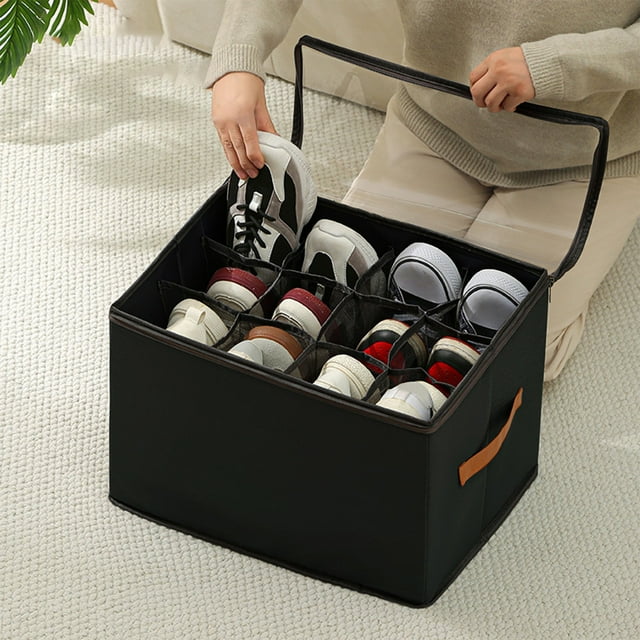 Aqestyerly Storage Box with Lid for Home Use Fabric Folding Storage Box Multi Grids Wardrobe Underwear and Underwear Sorting Box