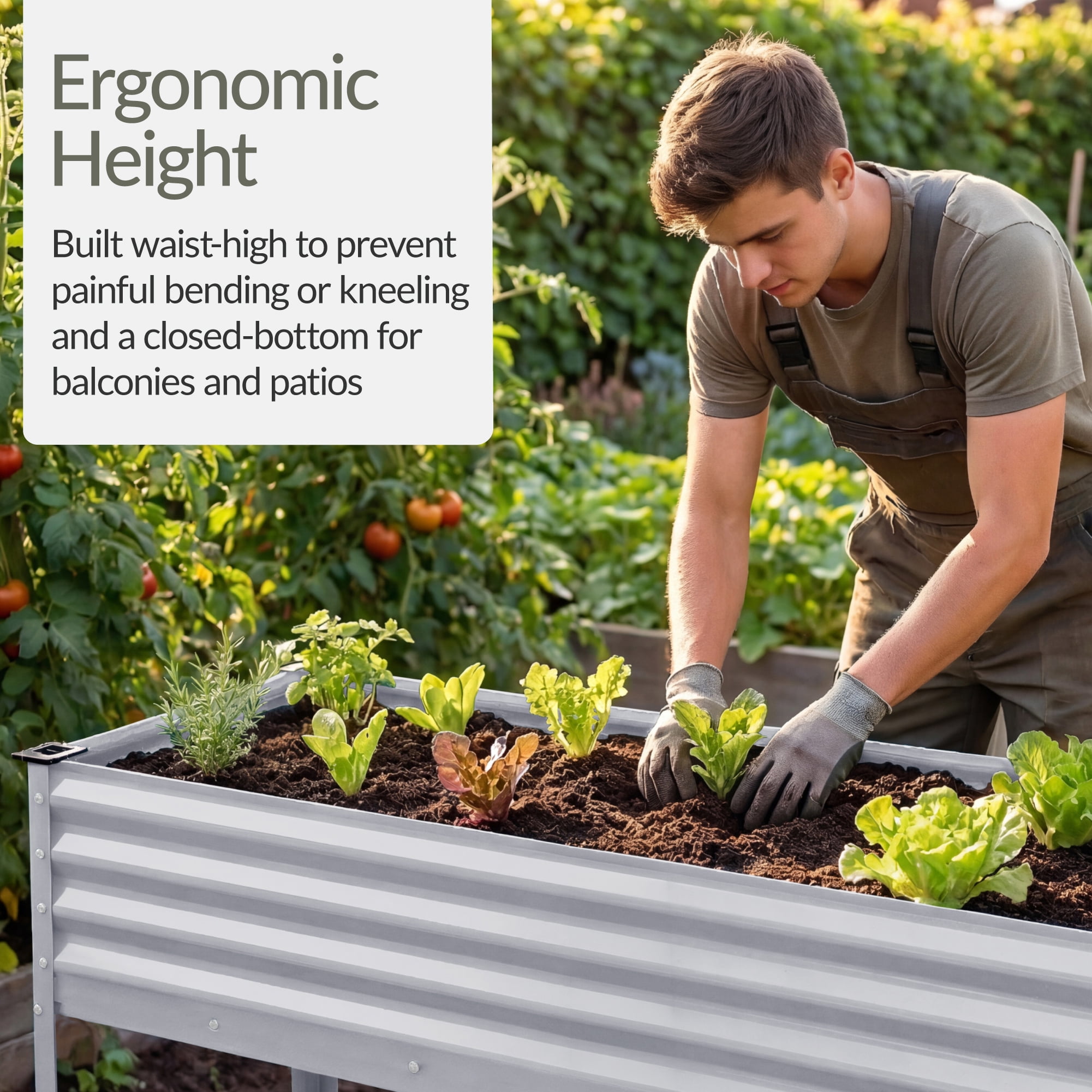 Best Choice Products 48x24x30in Elevated Galvanized Metal Garden Bed w/ Corner Protectors - Silver