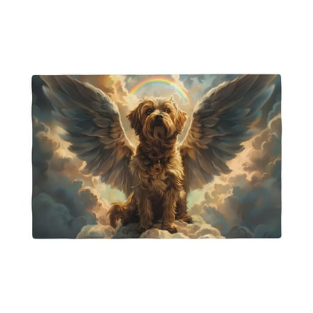 

Placemats Set of 4 Cloud Rainbow Winged Dog Place mats for Dining Table Indoor/Outdoor Cute Heat Resistant Washable Table Mats(18 x 12 )