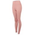 thumbnail image 2 of A2Y Women's Cotton Full Length Waistband High Waist Knit Leggings Mauve M, 2 of 5