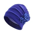 thumbnail image 1 of keepw Polyester Ladies Turban Washable Solid Color Stylish Traditional Cap Office Shopping Head Wrap Headband Bonnet Grey Blue, 1 of 6