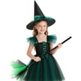 thumbnail image 6 of Alaiyaky Witch Costume Kids Girl Witches Dress Princess Outfit Scary Witch Hat Hat Brooms Party Cosplay Carnival Fancy Dress, 6 of 8