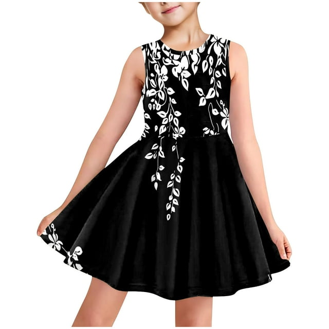 LOVZFMLL Jupe Princesse en Dentelle à Volants à Manches Courtes pour Filles Été Col Rond Broderie Nœud