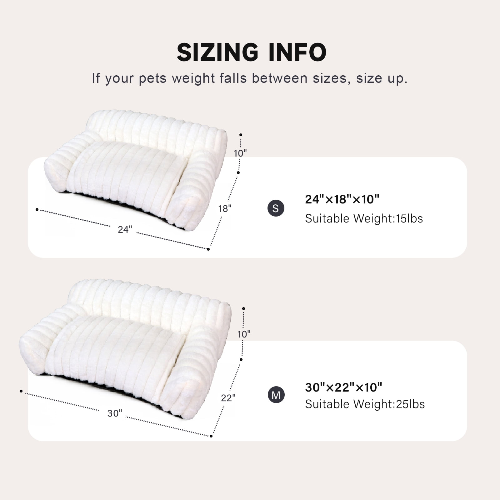 WATANIYA Sofa Couch Bed with Washable Cushion for Cosy Soft Small Dog and Cat,Cream White