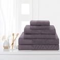 thumbnail image 2 of Basketweave Jacquard and Solid 100% Egyptian Cotton Face, Hand, and Bath Towels - 6-Piece, Grey by Blue Nile Mills, 2 of 4