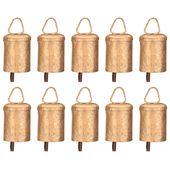 Vivanta 10 Pcs Vintage Hanging Bells – Small Jingle Bells for Christmas Decorations, Rustic Farmhouse Decor, Craft Bells, Boho Ornament, Witch Bells, Tin Cow Bells, Metal Wind Chime, Home Decor