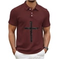 thumbnail image 2 of Ceisia Men's Short Sleeve Casual Printed Top Waffle Knit Half Button Placket Vintage Fashion Breathable Collared Shirt Gifts for Father Multicolor S, 2 of 4
