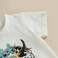thumbnail image 4 of Blusa Mangas Cortas Ropa de verano para niñas, trajes, Tops estampados + pantalones acampanados con borlas, trajes de 2 uds. Cgtredaw Azul T 3-4 años Única para Niña, 4 of 6