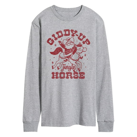 Instant Message - Giddy Up Jingle Horse - Men's Long Sleeve Graphic T-Shirt