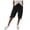 03-Black, variant on Women's High Waisted Drawstring Cargo Capri Pants, Cotton Linen Casual Cropped Trousers, Adjustable Cuff Below Knee Lounge Pants with Pockets 07-Navy M