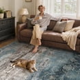 thumbnail image 5 of VUNATE 5'x7' Area Rugs for Living Room Machine Washable Rugs Abstract Vintage Distressed Indoor Rug Carpet Soft Lightweight Large Area Rug for Bedroom Dining Room Kitchen Foldable Nonslip Rug Teal, 5 of 8