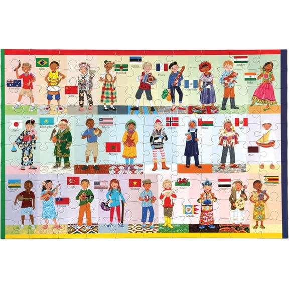 eeBoo's People of The World 100 Piece Educational Jigsaw Puzzle - Rectangle