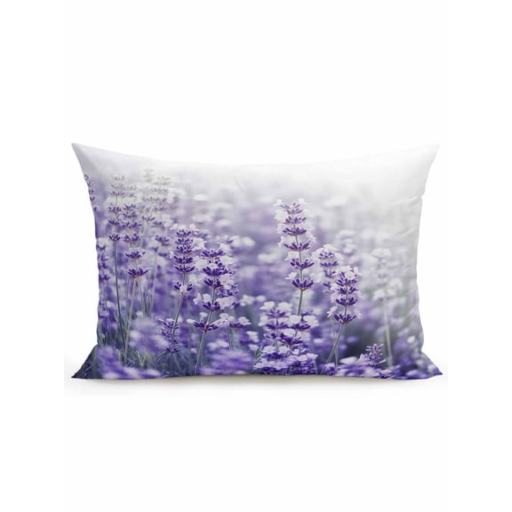 1 Pack Outdoor Throw Pillow, Purple Lavender Waterproof Pillow with Insert Included, Spring Floral Flower Blossom Botanical Decorative Accent Cushion Lumbar Pillows for Patio Porch, 12 x 20 In