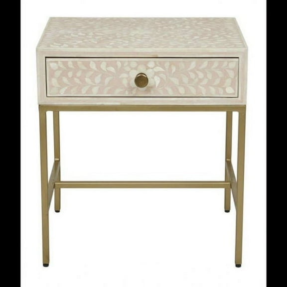 Blossom Bone inlay bedside Pink, Bone inlay nightstand Pink, bone inlay furniture, bone inlay tables