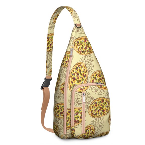 Funny Pizza Lover Chest Bag - Kawaii Foodie Sling Bag with Delicious Pizza Print, Lightweight Water-resistant Fanny Pack for Pizza Party & Daily Use (Women & Men)"