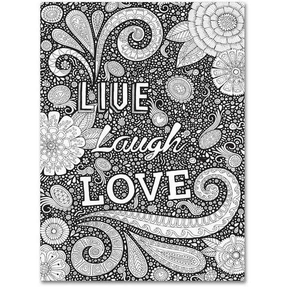 Trademark Fine Art "Live Laugh Love Black" Canvas Art by Hello Angel