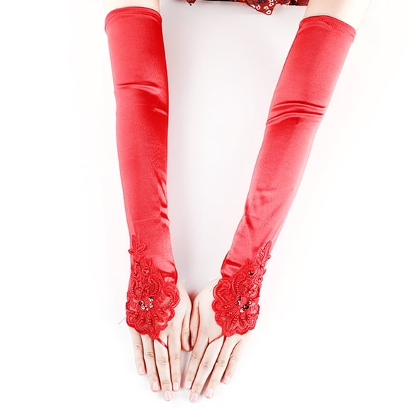 Wedding Gloves Elbow Length Satin Fingerless Soft Bridal Gloves Bride Arm Gloves