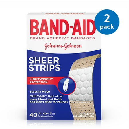 Sheer Strips - (2 Pack) Band-Aid Brand Sheer Strips Adhesive Bandages, All One Size, 40 ct