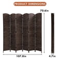thumbnail image 3 of YRLLENSDAN,Room Dividers Panels Folding,Privacy wall Indoor,Wall Divider for Room Separation,Folding Privacy Screen, Freestanding,Wood,6 Panel,Brown, 3 of 7