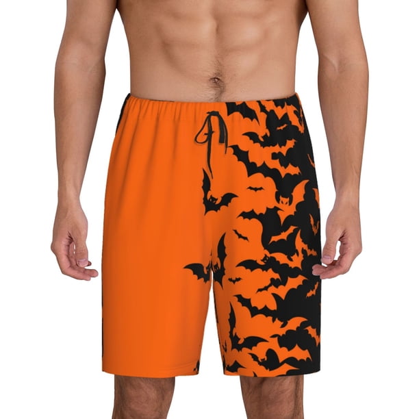 Fotbe Halloween Bats Pantalones Cortos de Pijama para Hombre, Ropa de Dormir, Pantalones de Pijama Cortos para Hombre-4X-Large