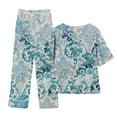 thumbnail image 4 of Linen&nbsp;Set&nbsp;for&nbsp;Women&nbsp;Summer,Womens Plus Size 2 Piece Boho Outfits Floral Print Cotton Linen Sets Casual Half Sleeve Top Wide Leg Pants, 4 of 4