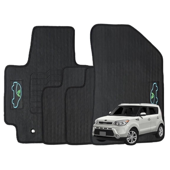 ecoMats All Weather Floor Mats Custom Fit For 2014 to 2019 Kia Soul with Safety Hooks - Front and Rear