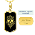 thumbnail image 3 of Calavera Mexican Sugar Skull 83 Stainless Steel or 18k Gold Premium Swivel Dog Tag Keychain, 3 of 16