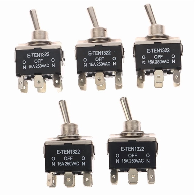 5 Interruptores Basculantes de Alta Resistencia para Coche y , 15 A, 250 V, 6 Pines, 3 Posiciones, SPST, Encendido/Apagado.