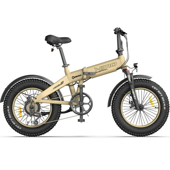 HIMO ZB20 Folding E-bike - Sand Color, Range up to 80 KM, 6-Speed Shimano Transmission, 4" Fat Tire, 3 level pedal assist, 48V/10Ah Battery, HD LCD Display