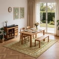 thumbnail image 4 of Toyoso 9x12 Extra Large Tea Green Rug - Gold Medallion Traditional Silicone Area Carpet, 0.25" Slim Low-Pile Machine Washable Non-Slip Area Rug for Master Bedroom and Large Great Rooms Decor, 4 of 9