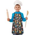 thumbnail image 2 of Black Princess Castle Pattern Kids Aprons for Girls and Boys,Adjustable Neck Strap Toddler Aprons for Kids Cooking Baking, 2 of 7