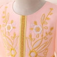 thumbnail image 6 of CUZIBR Toddler Girls Formal Elegant Dresses Long Sleeve Traditional Floral Print Embroidery Color Block Ball Gowns High Waist Pleated Crewneck Tutu Dress Birthday Fashion Clothes,Pink,6-7 Years, 6 of 8