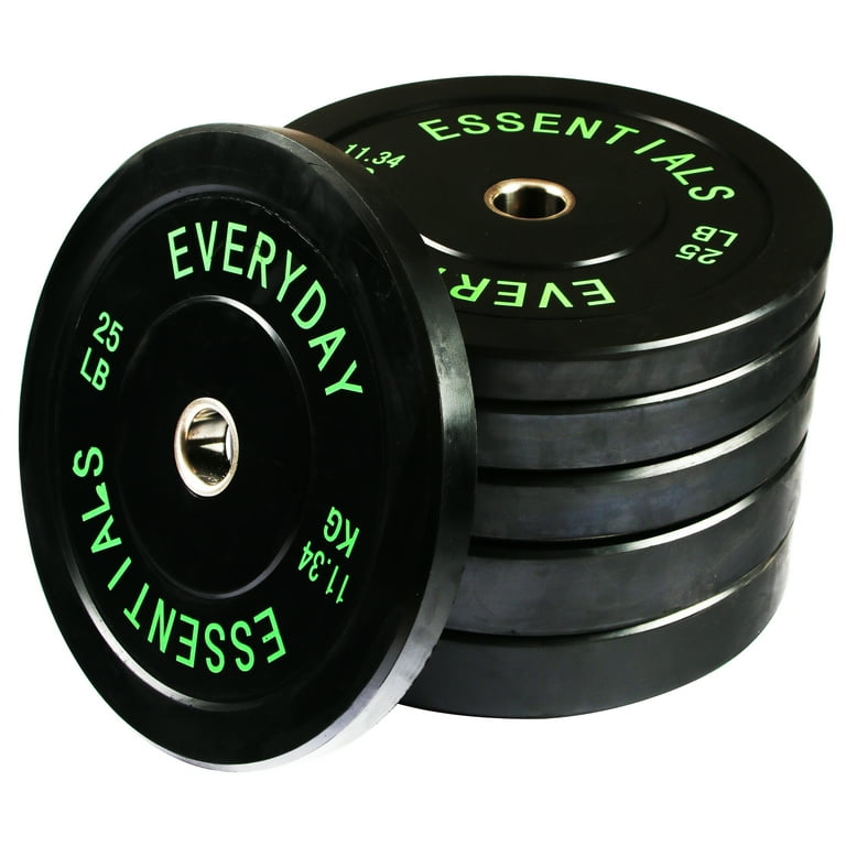 BalanceFrom Olympic Bumper Plate Weight Plate with Steel Hub Black 210 lbs Set