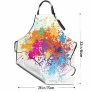 Rainbow Apron Adjustable Neck Artist Aprons with Pockets Waterproof Colorful Apron Art Smock Oil Paint Apron for Adults