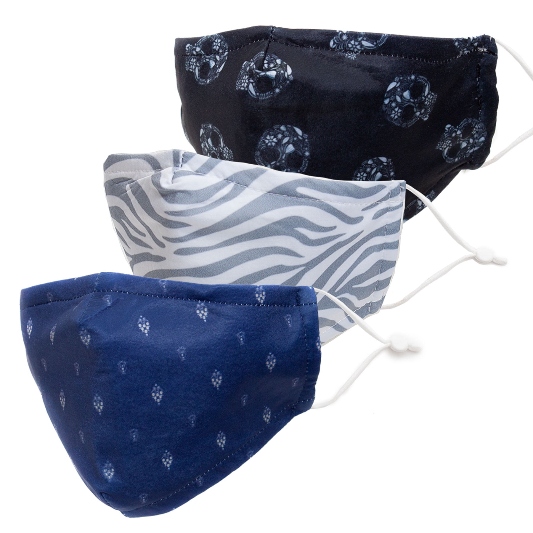3 Ply Face Mask 3 Pack - Reusable with Pouch for extra filter - Outer ...