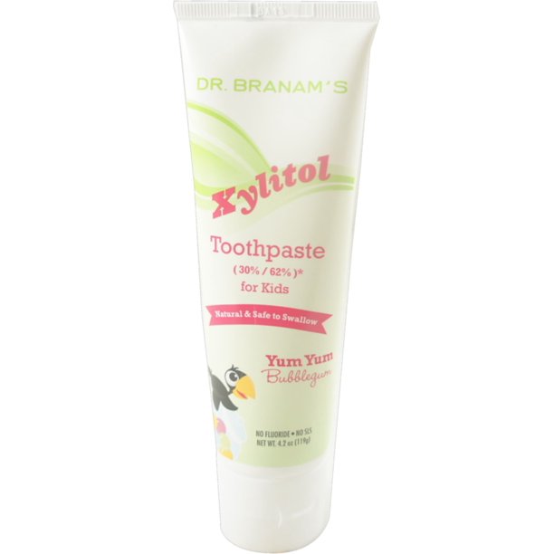 Branam Oral Health Xylitol Toothpaste for Kids, Yum Yum Bubblegum, 4.2