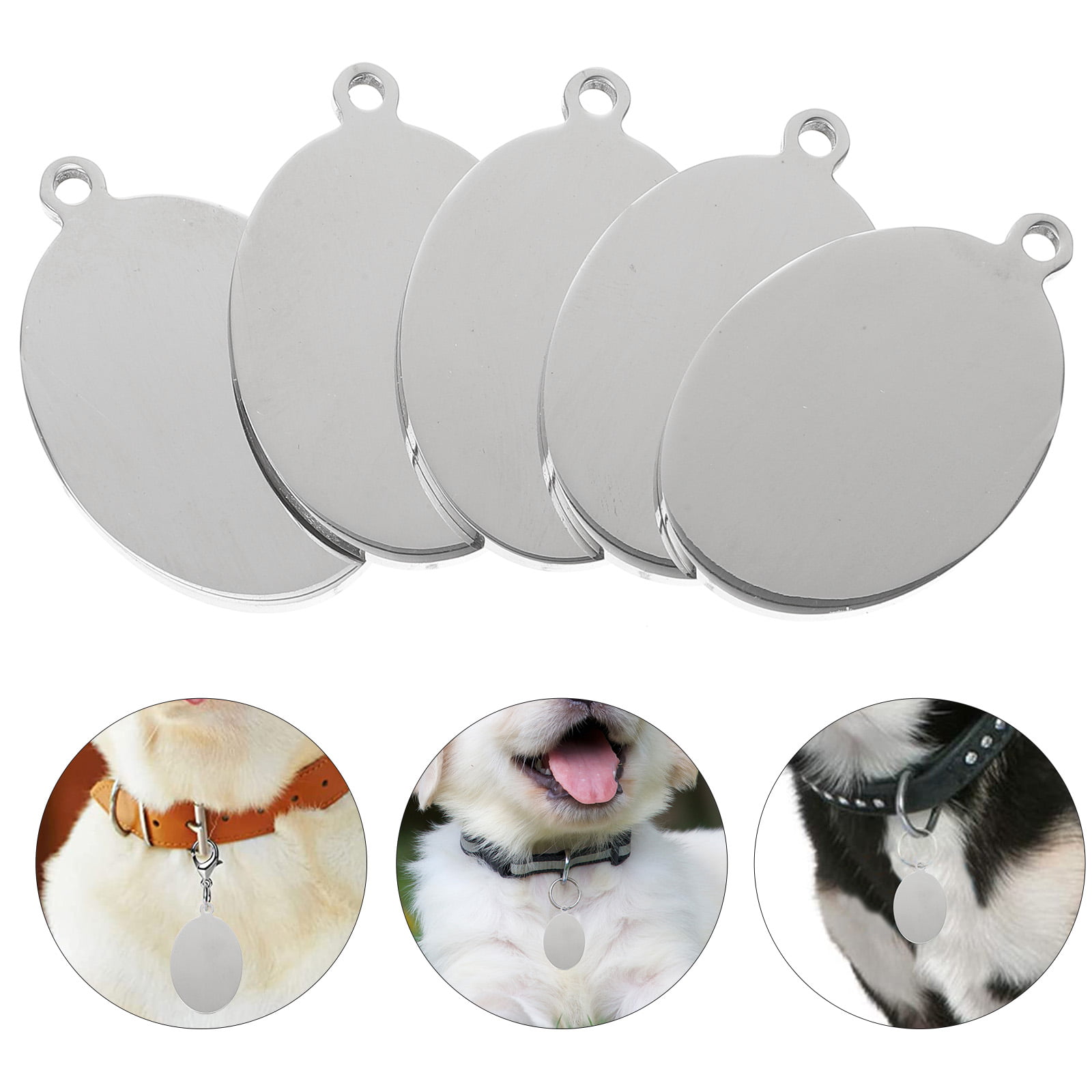 10pcs Stainless Steel Blank Dog Tags Personalized Blank Pet ID Tags for Puppy Cat, Size: 4X2.5X0.18CM, Silver